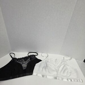 Lace Bralette Set Black White XL Junior fit unlined NWOT